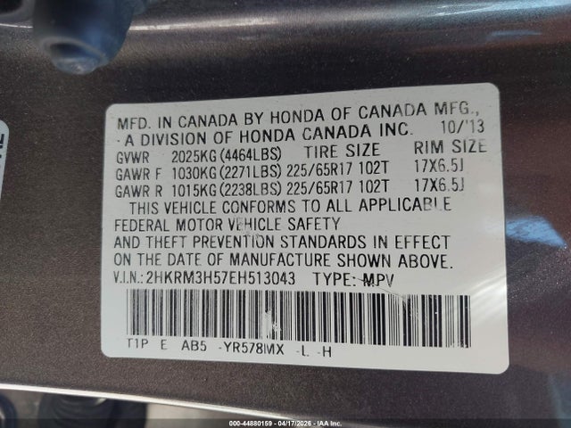 Aukcja sprzedaży 2014 Honda Cr-v Ex, vin: 2HKRM3H57EH513043, numer aukcji: 44880159