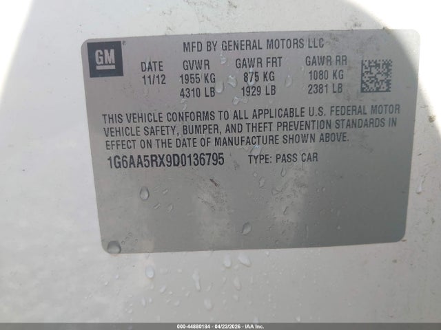 Продажа на аукционе авто 2013 Cadillac Ats Standard, vin: 1G6AA5RX9D0136795, номер лота: 44880184