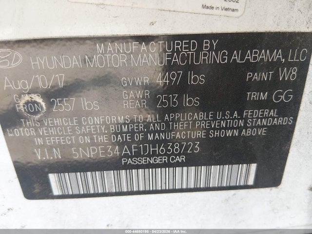 Продажа на аукционе авто 2018 Hyundai Sonata Sel, vin: 5NPE34AF1JH638723, номер лота: 44880195