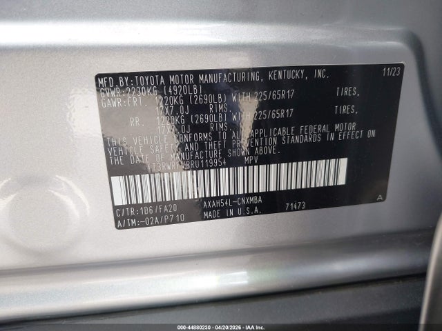 4T3RWRFV8RU119954 Toyota Rav4 Hybrid Xle