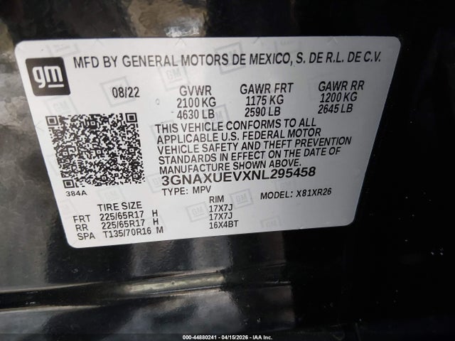 2022 CHEVROLET EQUINOX 3GNAXUEVXNL295458 Photo 8