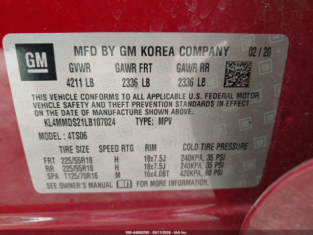 Продаж на аукціоні авто 2020 Buick Encore Gx Fwd Select, vin: KL4MMDS21LB107024, номер лоту: 44880290