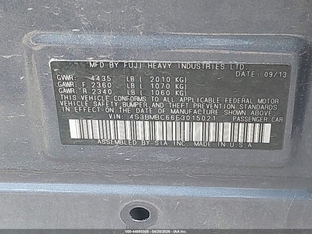 Subaru Legacy 2.5i Premium 2014 4S3BMBC66E3015021 Image 9