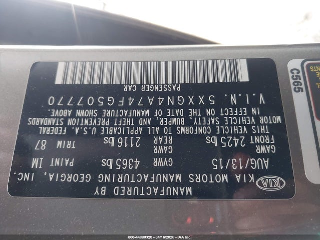 Продаж на аукціоні авто 2015 Kia Optima Ex, vin: 5XXGN4A74FG507770, номер лоту: 44880320
