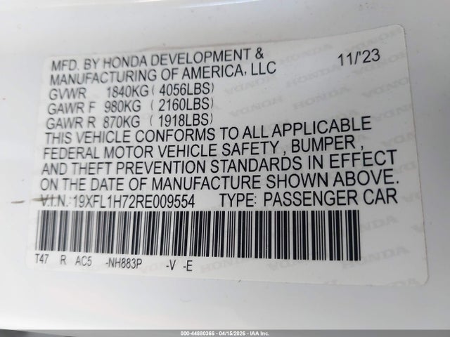Honda Civic Ex-l 2024 19XFL1H72RE009554 Image 9