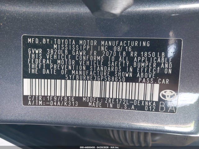 Toyota Corolla Le Plus 2016 5YFBURHE3GP568650 Image 9