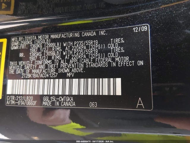 Продажа на аукционе авто 2010 Lexus Rx 350, vin: 2T2BK1BA7AC041257, номер лота: 44880470