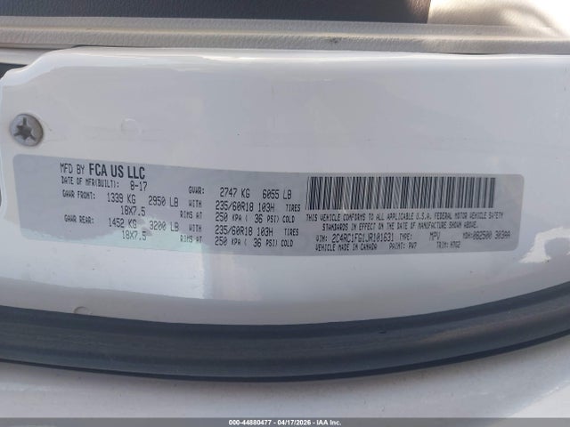 Aukcja sprzedaży 2018 Chrysler Pacifica Touring Plus, vin: 2C4RC1FG1JR101631, numer aukcji: 44880477