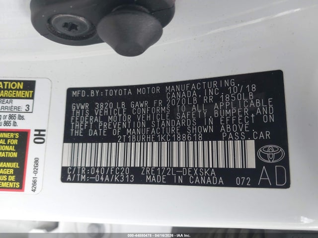 Toyota COROLLA SE 2019 2T1BURHE1KC188618 Image 9
