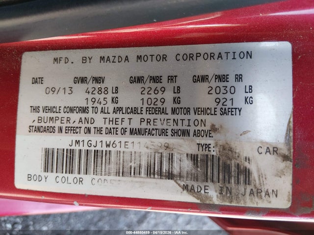 Aukcja sprzedaży 2014 Mazda Mazda6 I Grand Touring, vin: JM1GJ1W61E1143991, numer aukcji: 44880489