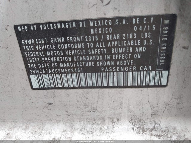 2015 VOLKSWAGEN GOLF SPORTWAGEN 3VWCA7AU0FM508461 Photo 8