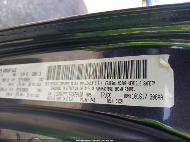 Aukcja sprzedaży 2015 Ram 1500 Sport, vin: 1C6RR7MT1FS520450, numer aukcji: 44880558