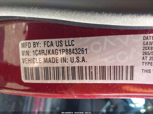 44880576 :رقم المزاد ، 1C4RJKAG1P8843261 vin ، 2023 Jeep Grand Cherokee L Altitude 4x4 مزاد بيع