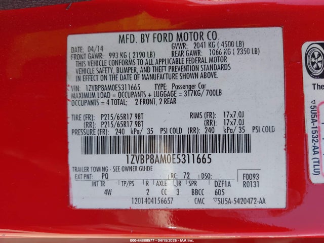1ZVBP8AM0E5311665 Ford Mustang V6 Premium