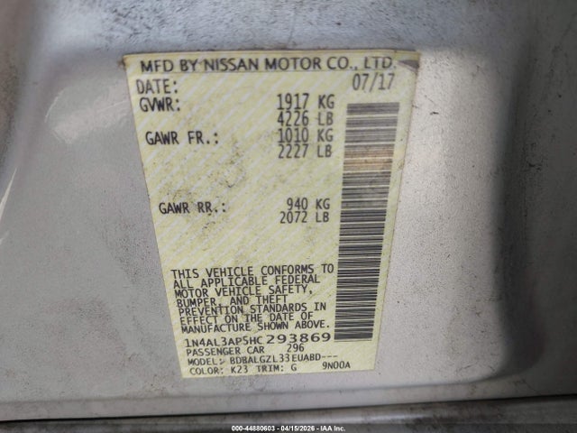 1N4AL3AP5HC293869 Nissan Altima 2.5 S