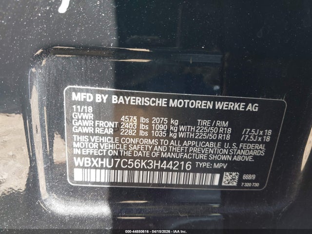 WBXHU7C56K3H44216 BMW X1 Sdrive28i