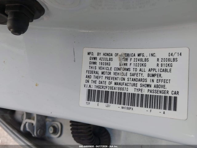 1HGCR2F39EA196670 Honda ACCORD LX