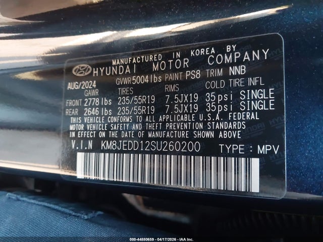 KM8JEDD12SU260200 Hyundai Tucson Hybrid Limited