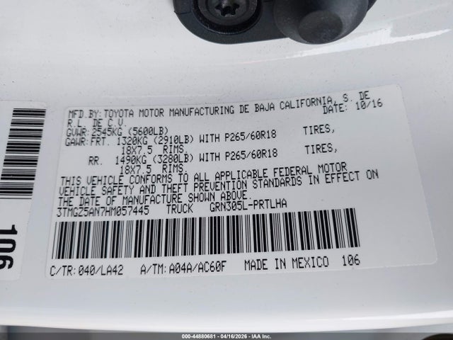 3TMGZ5AN7HM057445 Toyota Tacoma Limited