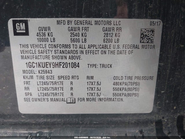 2017 CHEVROLET SILVERADO 2500HD 1GC1KUEY9HF201084 Photo 8