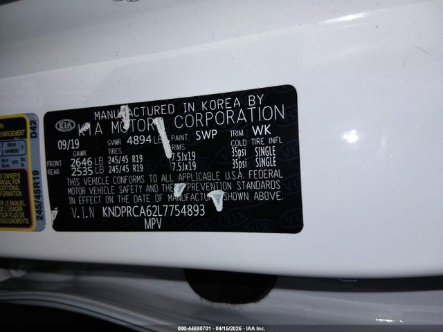 KNDPRCA62L7754893 KIA Sportage Sx Turbo