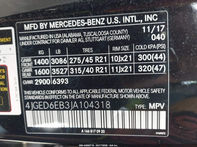 Aukcja sprzedaży 2018 Mercedes-benz Amg Gle 43 Coupe 4matic, vin: 4JGED6EB3JA104318, numer aukcji: 44880719
