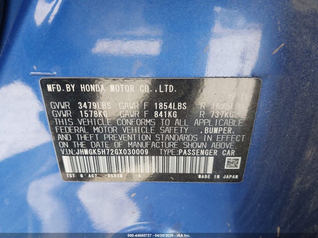 JHMGK5H72GX030009 Honda FIT EX