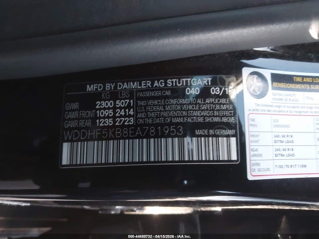 Aukcja sprzedaży 2014 Mercedes-benz E 350, vin: WDDHF5KB8EA781953, numer aukcji: 44880732