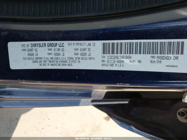 44880748 :رقم المزاد ، 1C3CDZAB1DN616454 vin ، 2013 Dodge Avenger Se مزاد بيع