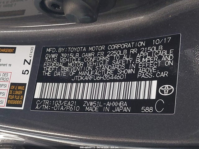Toyota Prius Three Touring 2017 JTDKARFU6H3544601 Image 9