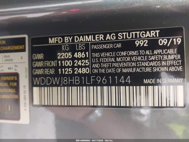 WDDWJ8HB1LF961144 Mercedes-Benz Amg C 63 S