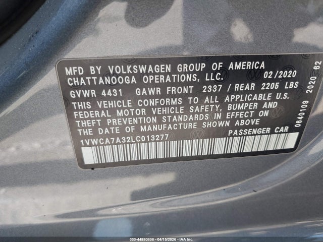 Volkswagen Passat 2.0t Sel 2020 1VWCA7A32LC013277 Image 9