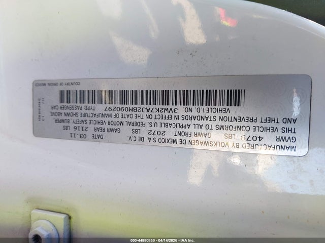 Продаж на аукціоні авто 2011 Volkswagen Jetta 2.0l S, vin: 3VW2K7AJ2BM090297, номер лоту: 44880850