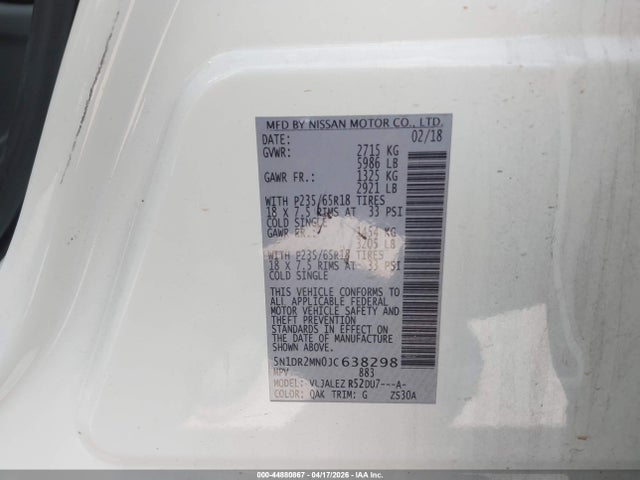 Nissan Pathfinder Sv 2018 5N1DR2MN0JC638298 Image 9