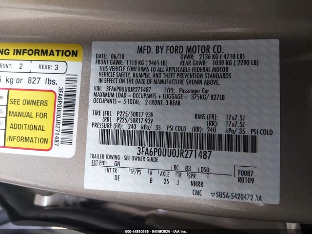 2018 FORD FUSION HYBRID 3FA6P0UU0JR271487 Photo 8