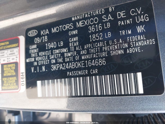 3KPA24AB0KE164686 KIA RIO S