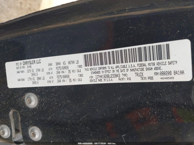 44880999 :رقم المزاد ، 1D7HA18288J233843 vin ، 2008 Dodge Ram 1500 Slt مزاد بيع