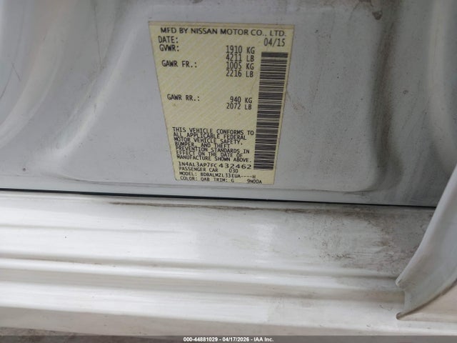 Продажа на аукционе авто 2015 Nissan Altima 2.5 Sv, vin: 1N4AL3AP7FC432462, номер лота: 44881029