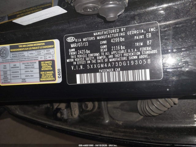 Aukcja sprzedaży 2013 Kia Optima Lx, vin: 5XXGM4A73DG193058, numer aukcji: 44881060