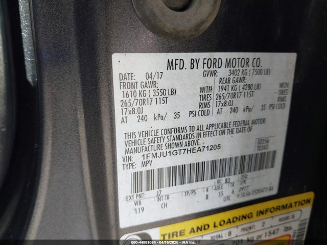 1FMJU1GT7HEA71205 Ford Expedition Xl