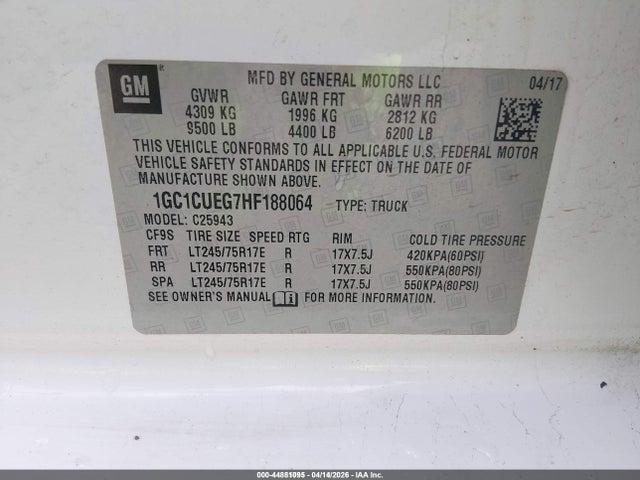 2017 CHEVROLET SILVERADO 2500HD 1GC1CUEG7HF188064 Photo 8