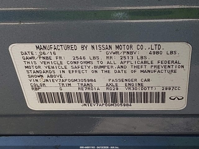 JN1EV7AP0GM305984 Infiniti Q50 3.0t Sport