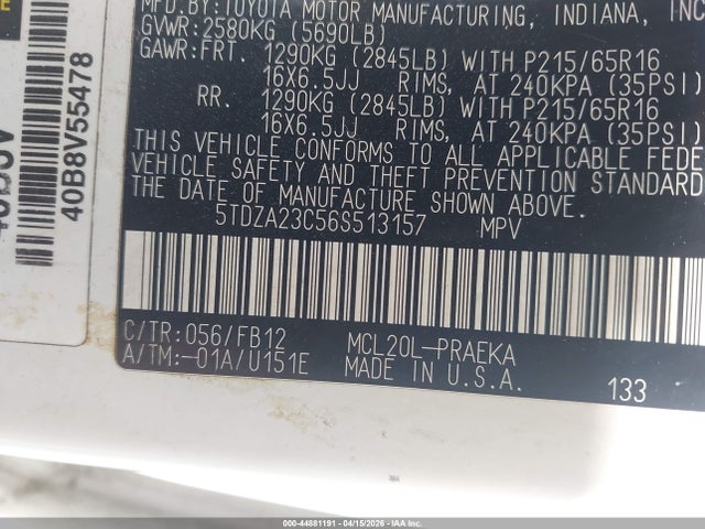 2006 TOYOTA SIENNA 5TDZA23C56S513157 Photo 8