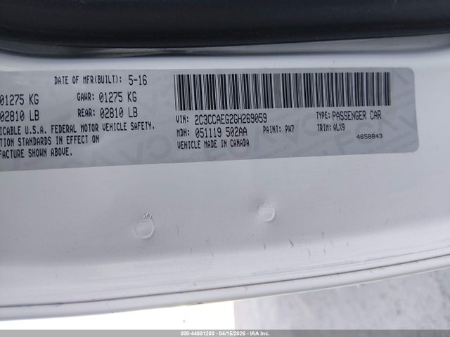 44881200 :رقم المزاد ، 2C3CCAEG2GH269059 vin ، 2016 Chrysler 300c مزاد بيع