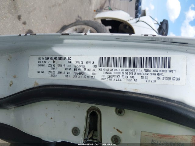 Aukcja sprzedaży 2012 Ram 1500 Sport, vin: 1C6RD7MT0CS176314, numer aukcji: 44881208