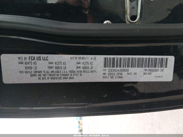 Aukcja sprzedaży 2018 Dodge Charger R/t Scat Pack Rwd, vin: 2C3CDXGJ4JH289393, numer aukcji: 44881214