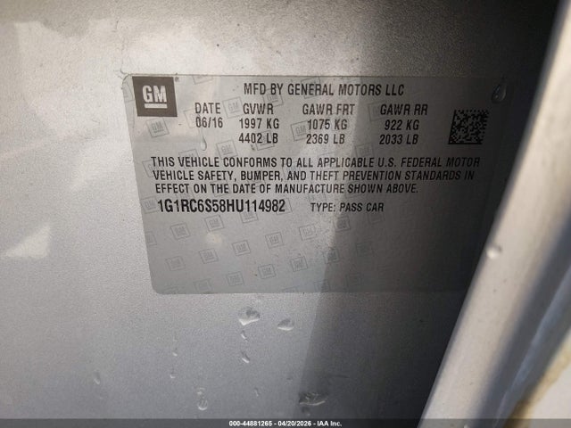 1G1RC6S58HU114982 Chevrolet VOLT LT