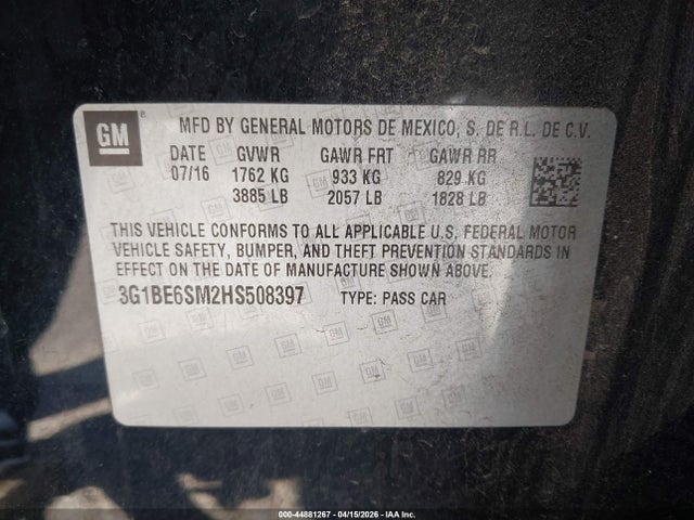 2017 CHEVROLET CRUZE 3G1BE6SM2HS508397 Photo 8