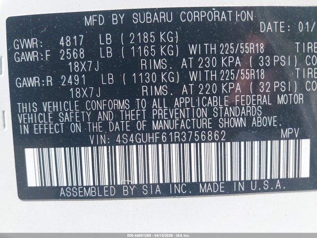 Aukcja sprzedaży 2024 Subaru Crosstrek Sport, vin: 4S4GUHF61R3756862, numer aukcji: 44881268