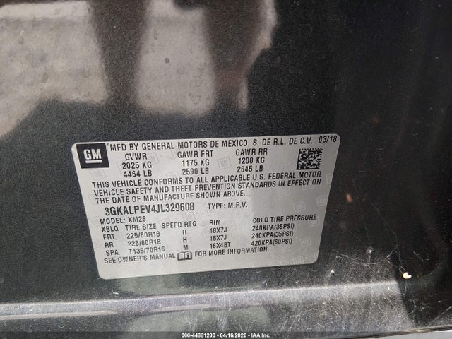 2018 Gmc Terrain Slt მანქანა იყიდება აუქციონზე, vin: 3GKALPEV4JL329608, აუქციონის ნომერი: 44881290